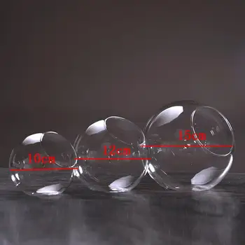 2 Прозрачных стеклянных вазы, аквариум, плантатор, террариум, гидропонный декор, 15 см