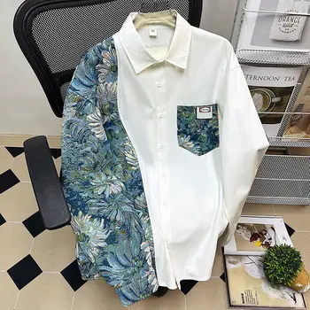 2023 новая весенне-осенняя китайская рубашка в стиле пэчворк с цветочным рисунком для мужчин и женщин, любителей дизайна, пальто-рубашка оверсайз