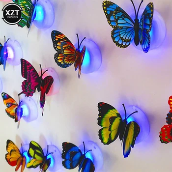 5шт Светодиодная наклейка на стену 3D Красочная Меняющаяся Бабочка Светящиеся Наклейки на стены Ночник Лампа Домашнего декора DIY Home Decor Night Light