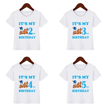 Disney В поисках Немо Дори, Милая Детская одежда с рисунком Рыбки, Это мой 1, 2, 3, 4, 5, 6, 7, 8, 9 лет, Футболка для мальчиков и девочек на день рождения, Детская футболка