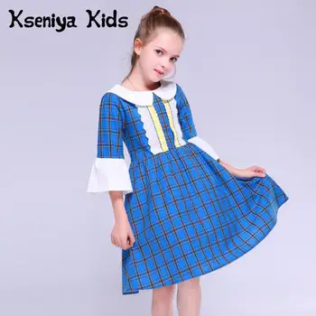 Kseniya Kids / Осеннее Платье для Маленьких Девочек; Детское платье в клетку с воротником 