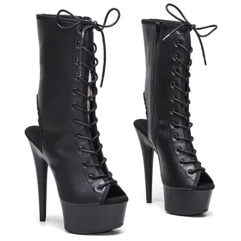 LAIJIANJINXIA/ Новые Женские Вечерние ботинки на платформе и высоком каблуке из искусственной кожи 15 см/6 дюймов, Современные ботинки для танцев на шесте, 054