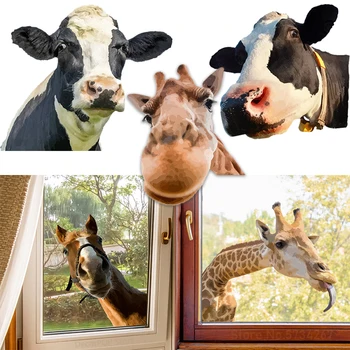 Акварельные коровы, лошади, жирафы, животные, наклейки на окна, стены из ПВХ, Декор фермерского дома, украшения для дома, наклейки на заднее лобовое стекло автомобиля, наклейки для вечеринок