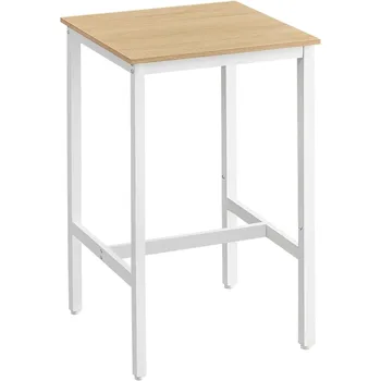 Барный стол VASAGLE, Небольшой Кухонный Обеденный Стол, Стол для паба с Высокой столешницей, Прочный металлический Каркас, Дюймы для Узких пространств, Дуб Бежевого цвета