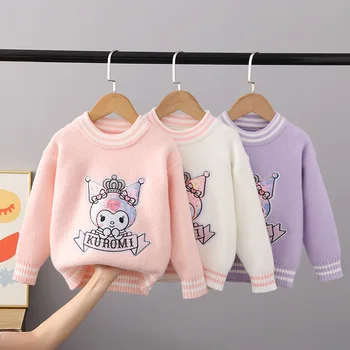 Бархатные свитера для девочек, осенне-зимние детские толстые кофты, одежда для детей от 3 до 8 лет, вязаные пуловеры, свитера, пальто