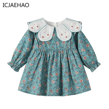 Бутик-платье с цветочным рисунком для девочек, детские осенние платья с вышивкой в виде лепестков, детские испанские платья, платье для младенцев