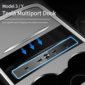 Быстрое Зарядное Устройство Мощностью 27 Вт Для Tesla Model 3 Model Y 2021 2022 Док-Станция USB Shunt Hub Model 3 Model Y Аксессуары