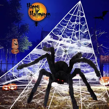 Волосатый паук, украшение в виде паука на Хэллоуин, черная модель игрушки-розыгрыша для вечеринки в помещении / на открытом воздухе, макет сцены, реквизит, Статуя Паука ужасов