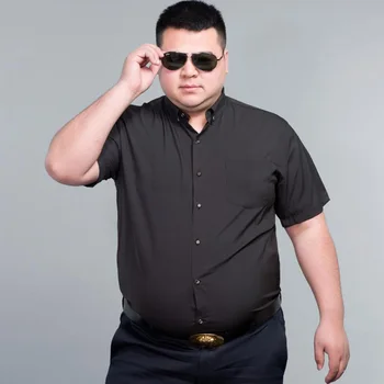 Высококачественная Летняя мужская рубашка с коротким рукавом, свадебная, большие размеры 10XL 12XL, 160 кг, деловое платье оверсайз, офисная официальная рубашка, черная