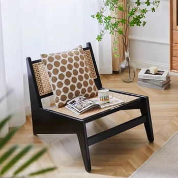 Деревянные стулья для гостиной из ротанга, Дизайнерские стулья для гостиной для современных взрослых, японский шезлонг с поддержкой спины, украшение для Буа