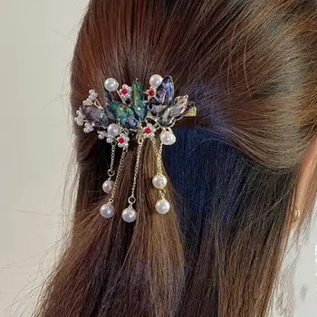 Держатель для конского хвоста, кисточки для женщин и девочек, Бриллиантовая палочка для волос в Корейском стиле, Коготь-бабочка, Аксессуары для волос, Заколка-Крабик для волос