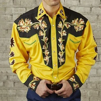 Западная племенная мужская рубашка с длинным рукавом, костюм с лацканами, повседневный топ, новая мода, высококачественный удобный материал, 2023 Плюс размер