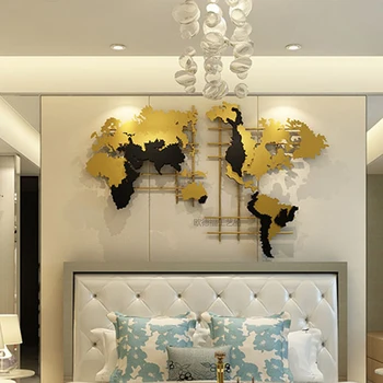 Индивидуальное китайское домашнее железное украшение, бар для украшения стен, трехмерная настенная офисная креативная настенная карта мира