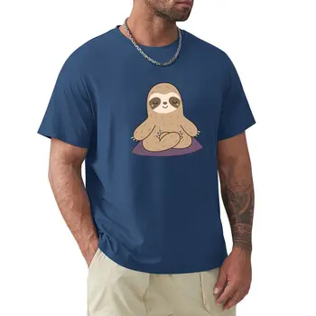 Кавайная милая футболка с медитирующим Ленивцем для йоги, футболка с юмором, графическая футболка, футболка с юмором, простые белые футболки для мужчин