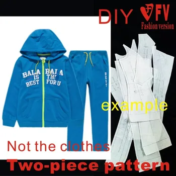 Комплект детской одежды с капюшоном на молнии + брюки 1: 1 схема вырезания физического бумажного рисунка CTZ2