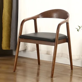 Кресло для отдыха, Скандинавские Современные Мягкие стулья, Простые Кухонные со спинкой Обеденные стулья из массива дерева, ресторан для переговоров о досуге