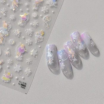 Легкая оболочка, снежинка, ледяной балет и цветок, 3D самоклеящиеся наклейки для дизайна ногтей, наклейки для маникюра Высокого качества
