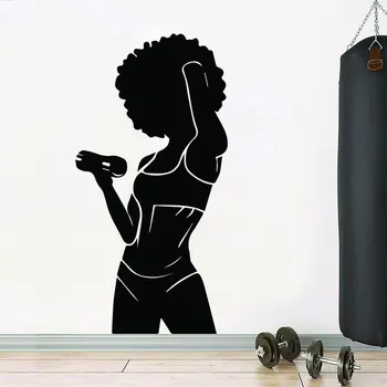 Логотип Тренажерного Зала Afro Girl Power Fitness Наклейка На Стену Мотивация Для Тренировок Crossfit Виниловый Декор Интерьера Наклейки На Обои Фреска S197