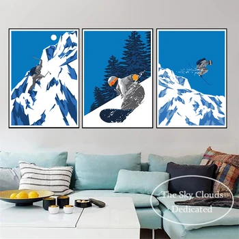 Лыжный Альпинизм, Холст, Плакат, Сноубординг, HD-печать, Современная Настенная живопись, Гостиная, Спальня, Украшение дома