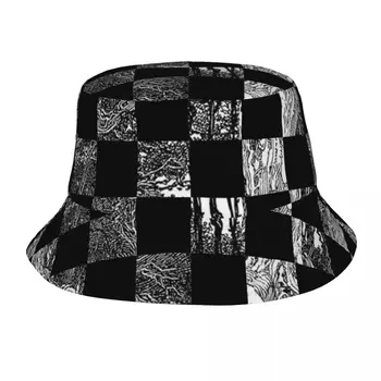 Модная панама-панама с черным цветком в шахматном порядке для девочек, хлопковая рыбацкая кепка для мальчиков, реверсивные рыболовные шапки, зимние