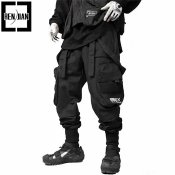 Мужская модная технологичная одежда, джоггеры-карго с карманами, брюки в стиле хип-хоп, свободного кроя, тактические брюки с эластичной резинкой на талии