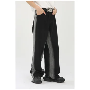 Мужские прямые джинсы с широкими штанинами, высококачественные мужские джинсы High Street Y2K, универсальные брюки, повседневные свободные панталоны для кампуса, Hombre