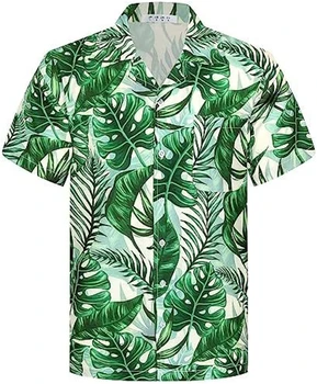 Мужские рубашки на пуговицах с цветочным 3D принтом, Гавайская рубашка, Повседневная модная уличная одежда, топы с короткими рукавами, Пляжный отдых, вечеринка 5XL