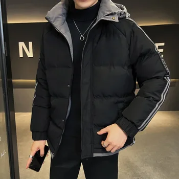 Мужское зимнее пальто с хлопчатобумажной подкладкой 2023, новая толстая стеганая куртка большого размера с капюшоном, холодная и теплая короткая куртка с хлопчатобумажной подкладкой