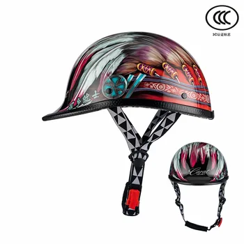 Мужской мотоциклетный шлем для верховой езды, легкий женский дорожный полушлем, защитный шлем в стиле ретро для мотоцикла, четырехсезонный Capacete