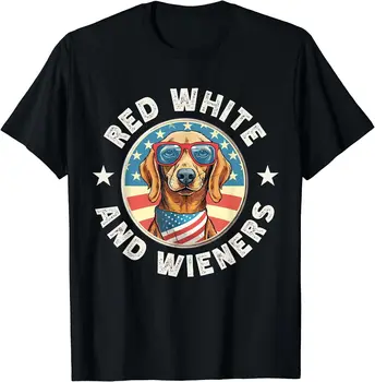 НОВАЯ ЛИМИТИРОВАННАЯ футболка с длинными рукавами Funny Dachshund Red White and Wieners Weiner Dog 4th of July