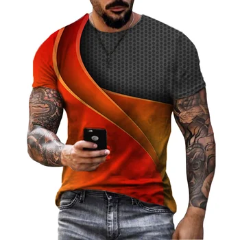 Новая модная Мужская футболка с рисунком в клетку, Летняя Повседневная уличная футболка, Мужская одежда с 3D-принтом, Мужские футболки с круглым вырезом, Топы