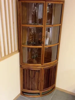 Новый Угловой шкаф из дерева Ugyen в китайском стиле, Угловой Шкаф для гостиной с треугольным рисунком из массива дерева