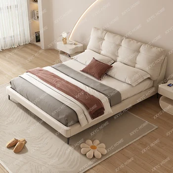 Облачная кровать Современная минималистичная тканевая кровать дизайнерская модель итальянская минималистичная пуховая кровать в кремовом стиле высокого класса