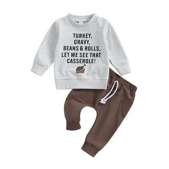 Одежда для мальчика на День Благодарения, пуловер с индейкой, толстовка и брюки, комплект Одежды для мальчика на День Благодарения