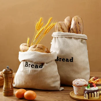 Пакеты для хлеба из 3 частей, Мешковина, Многоразовые Пакеты для хлеба на шнурке, Льняные Небеленые Батоны, Сумки для выпечки, Сумки для хранения продуктов ручной работы