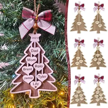 Персонализированное Семейное Имя Рождественские Украшения 2023,3D Дерево Индивидуальный Рождественский Декор Подарки Custome Для Рождественской Елки Ornam E5S8