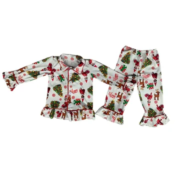 Пижамный комплект для мальчиков и девочек с рождественским рисунком, штаны с длинными рукавами, два комплекта для братьев и сестер