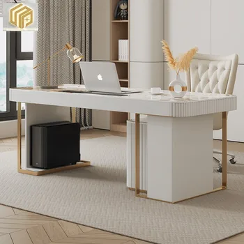 Письменный стол Rock board, современный и минималистичный домашний стол в итальянском стиле, легкая роскошь, минималистичная и глянцевая столешница, компактный компьютерный блок
