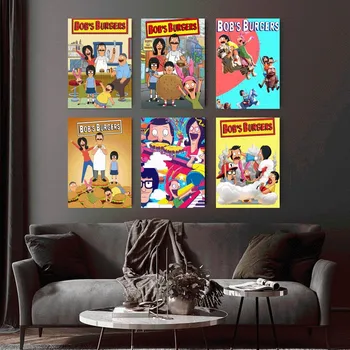 Плакат с мультяшными Би-Бобами и Би-Бургерами, домашний офис, стена для кабинета, Спальня, гостиная, украшение кухни, картина