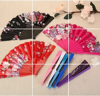 Пластиковый костяной складной веер, шелковая ткань в китайско-японском стиле для поделок, краски, танцевальный реквизит, украшения, винтажное украшение дома