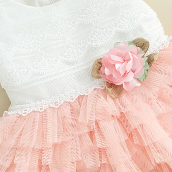 Платья с короткими рукавами для девочек, летнее вечернее платье принцессы из тюля с цветочным узором, милая одежда