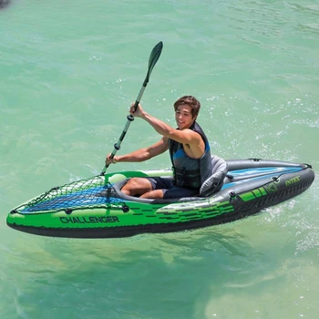 Резиновый каяк Штурмовая лодка для одного человека Доставка весел на лодке для одного человека Воздушный насос для рыбалки на открытом воздухе Дрейфующая надувная лодка