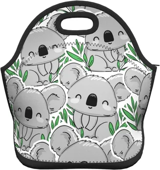 Ретро-сумка для ланча с коалой и листьями, неопреновая сумка для ланча, изолированный ланч-бокс, сумка-тоут для взрослых/детей/Путешествий/Пикника/работы
