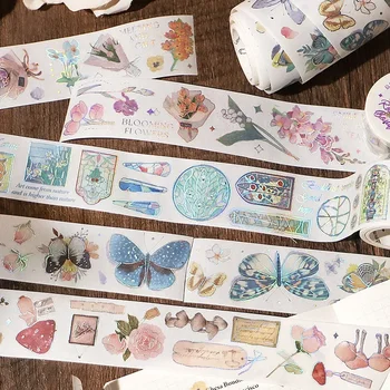 Ретро-цветочное окно, бабочка, позолота, Маскирующая лента Васи, художественный декоративный клей, материал для скрапбукинга 