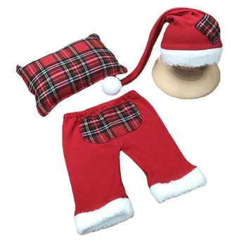 Рождественский костюм для фотосъемки новорожденных, 3 предмета, реквизит для фотосъемки мальчиков и девочек, одежда для студийной фотосъемки, Рождественская одежда