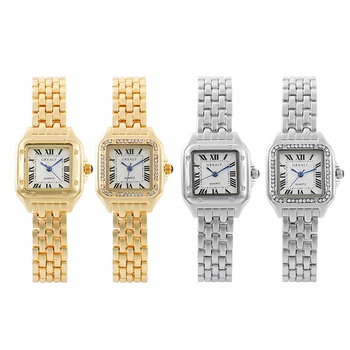 Роскошные часы, модные римские водонепроницаемые женские часы с бриллиантами, деловые часы из нержавеющей стали, не выцветающий Золотой ремешок, Подарочные часы