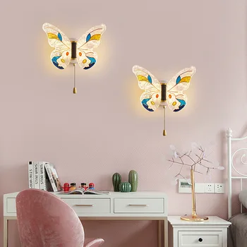 Скандинавский светодиодный настенный светильник Butterfly Creative Для детской комнаты, Современный минималистичный фон лестничной дорожки, Лампы для украшения стен