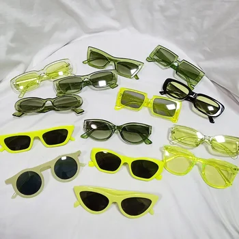 Солнцезащитные очки зеленой серии, женские Ретро-очки Желейного цвета, Летняя Цветная деталь, Модные Солнцезащитные очки серии с защитой от ультрафиолета, Женские Y2K