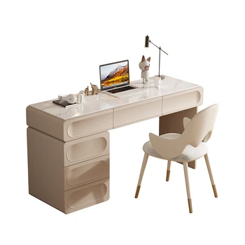Стол из массива дерева в кремовом стиле, спальня, письменный стол, кровать из каменной плиты, угловой шкаф, кабинет, домашний офисный стол