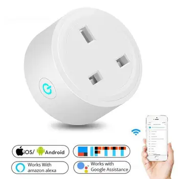 Умный таймер Wi-Fi 16a Великобритания Smart Life App Пульт дистанционного управления 16a Smart Life Работает с Alexa Home Smart Plug Outlet Великобритания